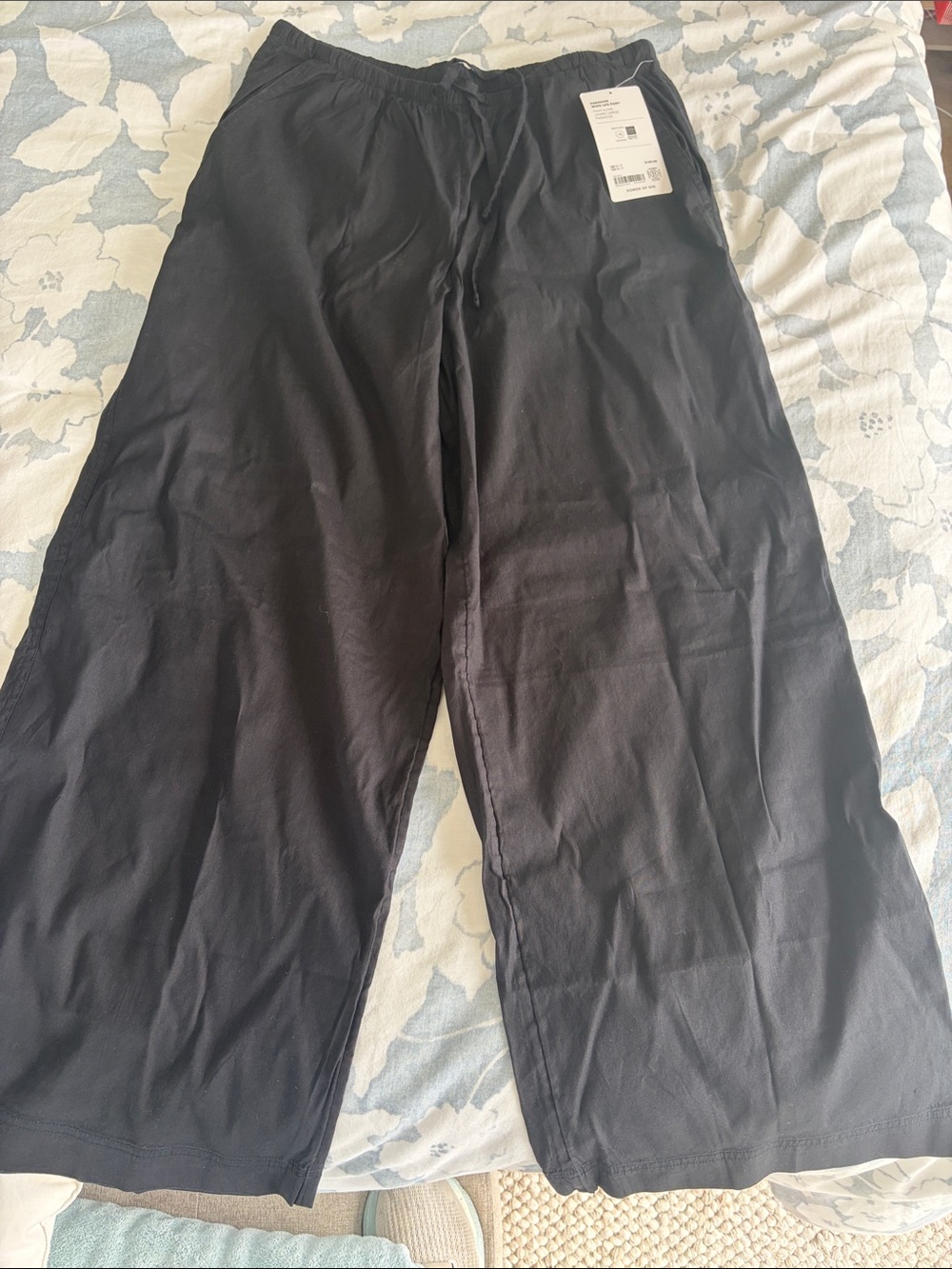 Athleta Black Wide-Leg Pull-On Lounge Pants